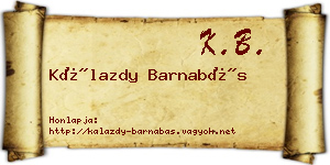 Kálazdy Barnabás névjegykártya