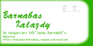 barnabas kalazdy business card